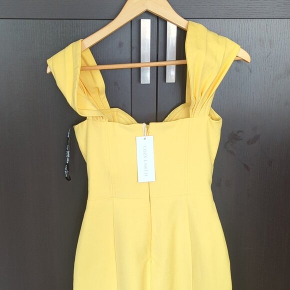 Selfridges Lavish Alice Elegant Yellow Off-Shoulder Dress - Size 4 NWT - Picture 8 of 14